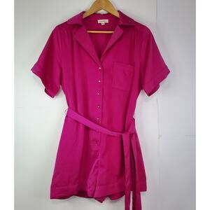 EEsome Fuscia Romper size M short sleeve belt with pockets